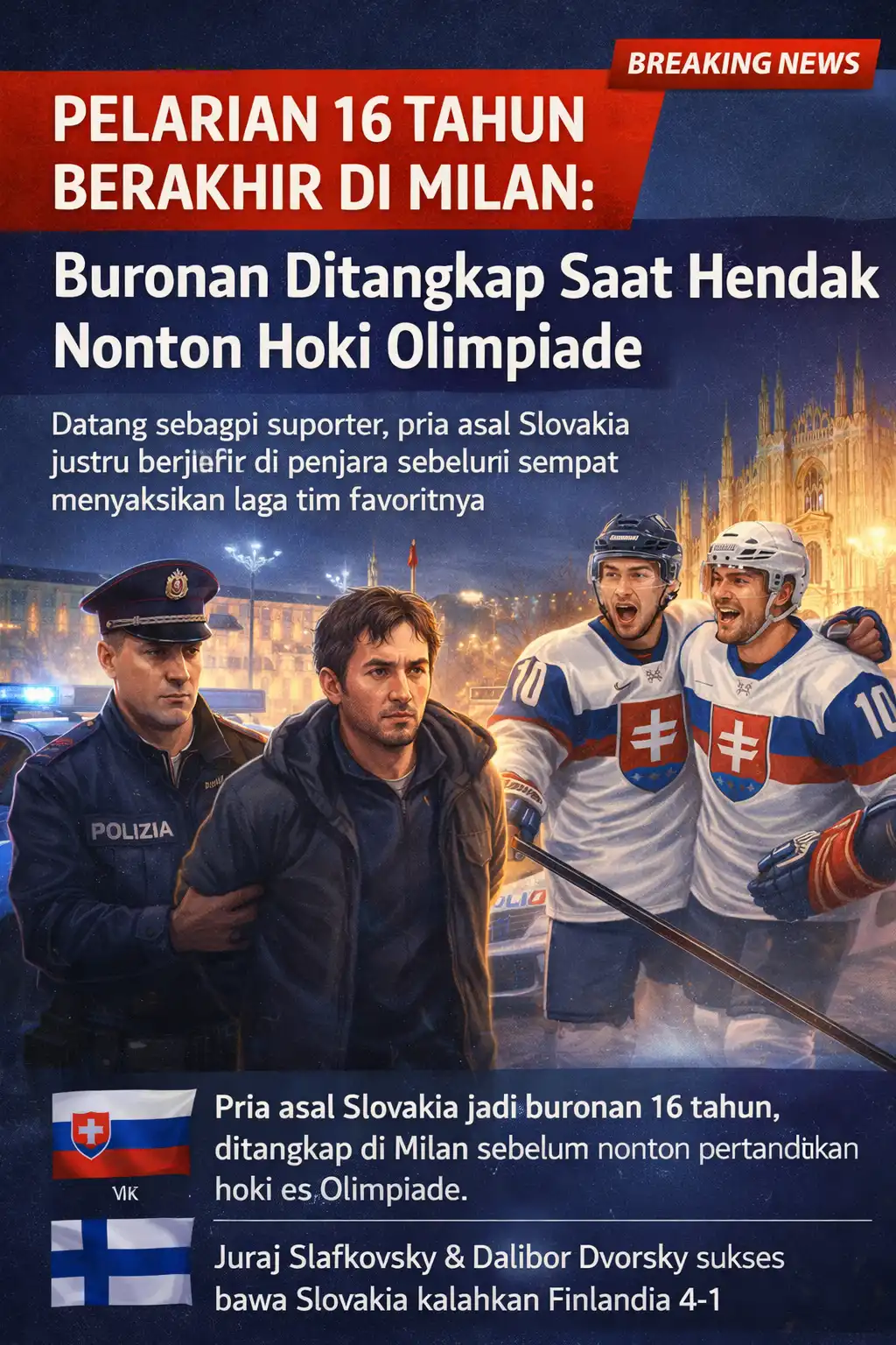 Read more about the article Pelarian 16 Tahun Berakhir di Milan: Buronan Ditangkap Saat Hendak Nonton Hoki Olimpiade